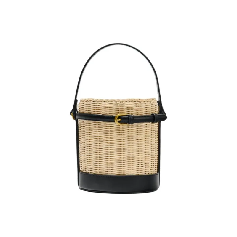 ZARA Rattan Crossbody One Shoulder Handbag Women's Light Beige-0