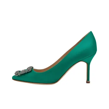 MANOLO BLAHNIK Hangisi Slim Heel High Heels 9cm Women's Green
