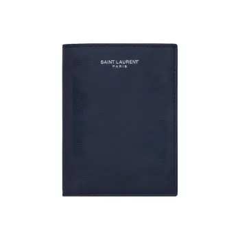 SAINT LAURENT PARIS Grained Calfskin Card Holder, Wallet Men's Midnight Blue