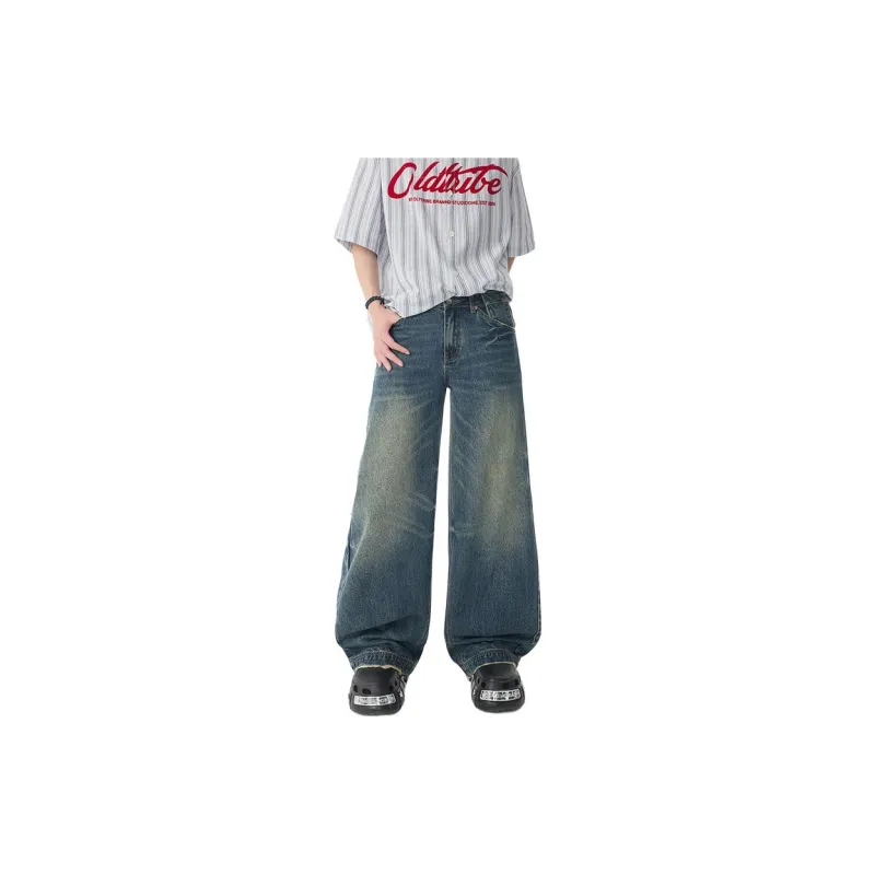 HOKLV Jeans Unisex Vintage Blue-0