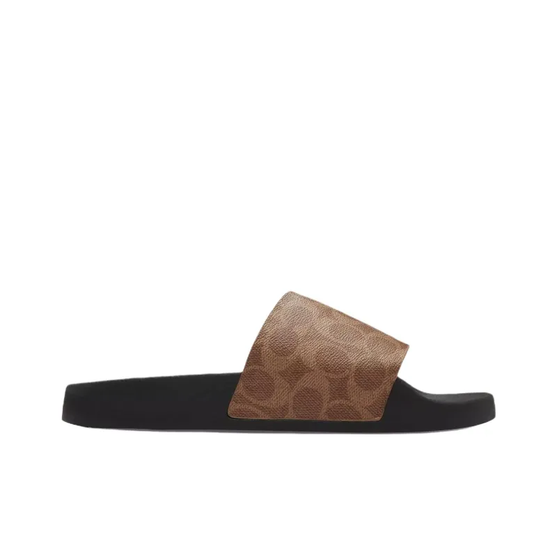 COACH Signature Quiet Slide Slippers Men's Brown-1