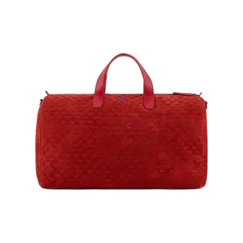 EMPORIO ARMANI Cow Leather Travel Bag Red