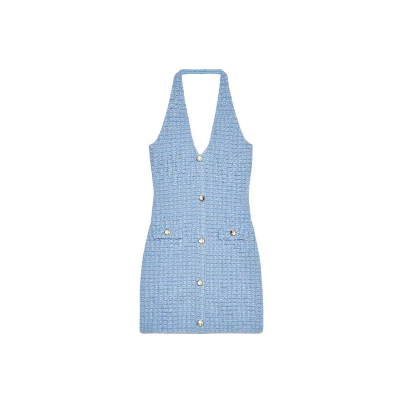 ZARA Sleeveless Dresses Women's Zebra Print Blue-0