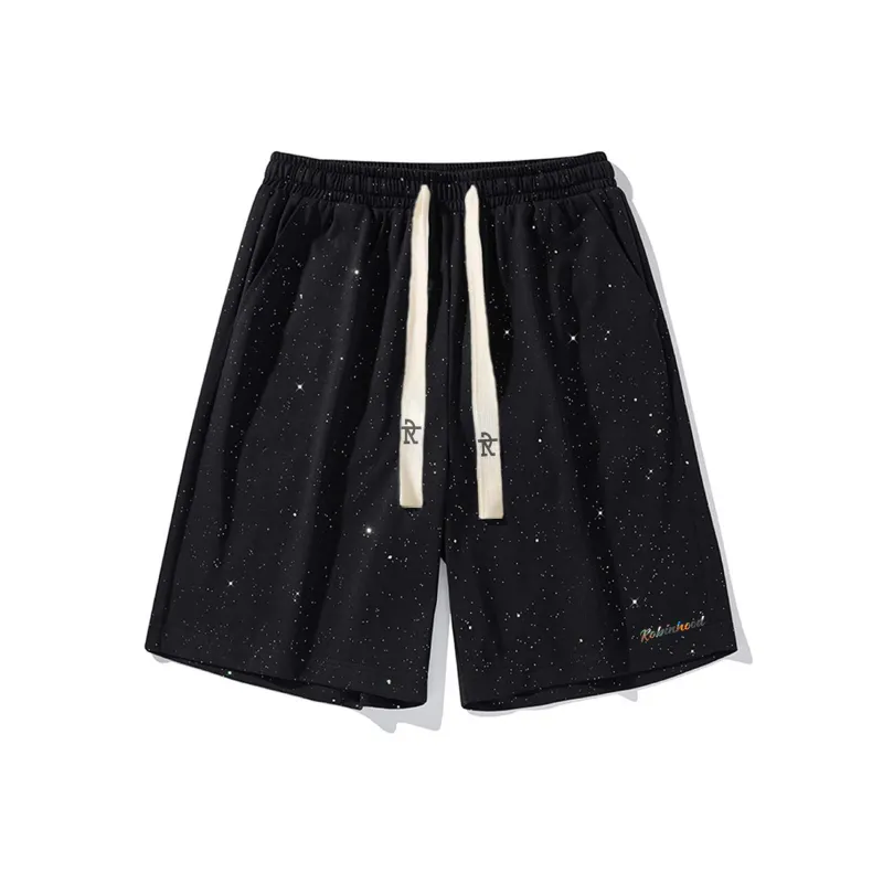 ROBINHOOD Casual Shorts Unisex Black Baby's Breath-0