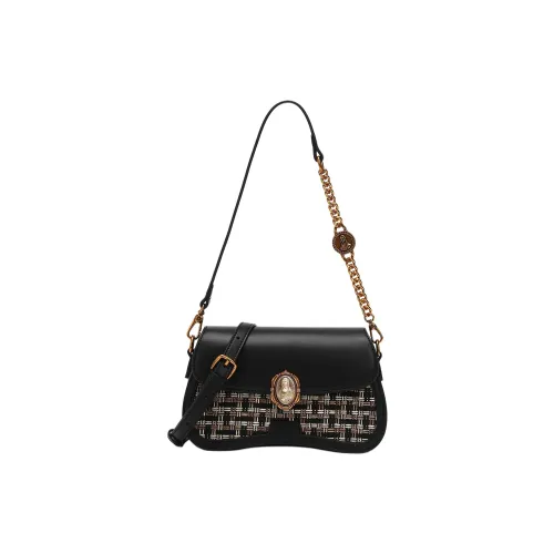 Monna Lisa Cow Leather Crossbody Bag, Shoulder Bag Medium Size Women's Black
