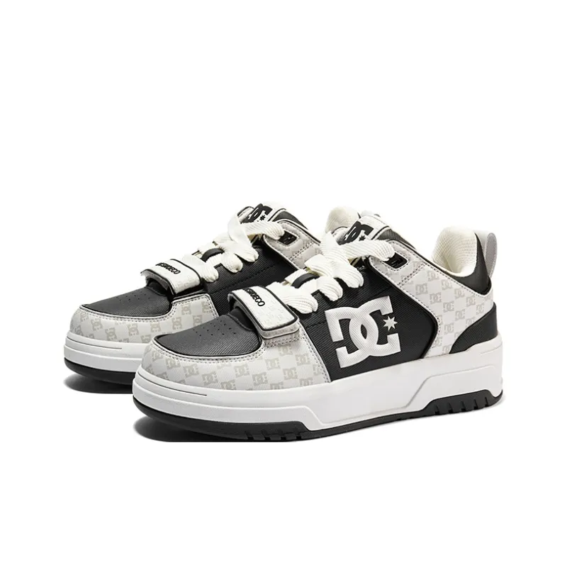 DC Shoes CAMPUS CAS Anti Slip Wear Resistant Low Top Brother's Skateboard Shoes Men's Monogram White Black-2