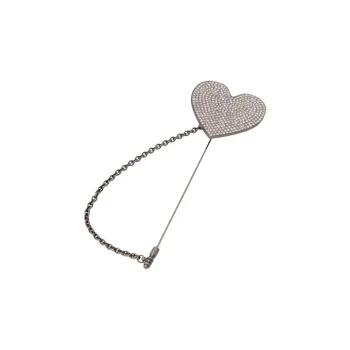 MOSCHINO Zinc Alloy, Glass, Brass Brooches Women's Silver