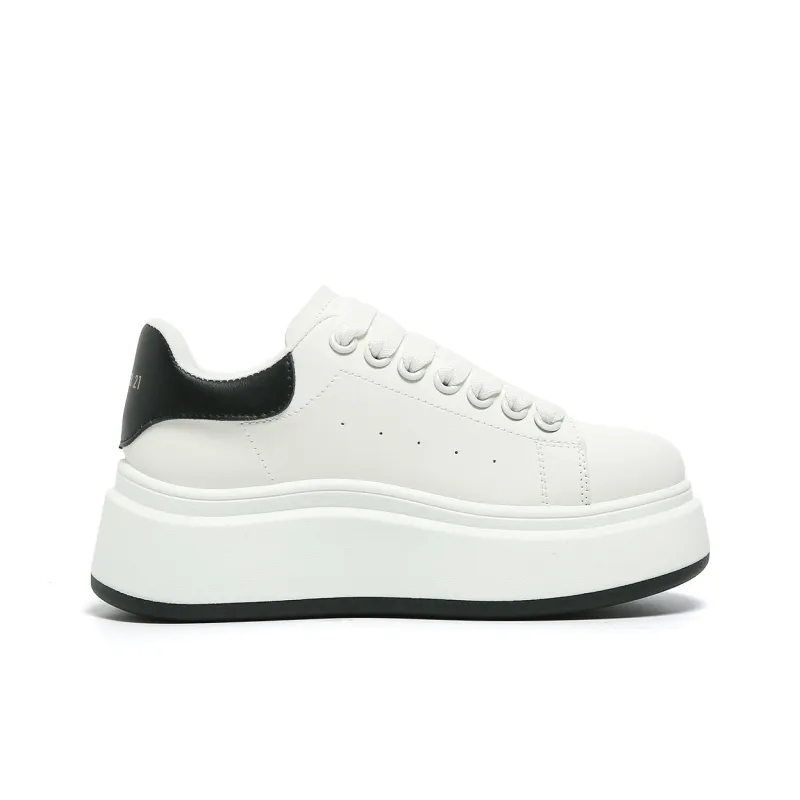 FOREVER 21 Anti Slip And Wear Resistant Height Increasing Low Top Skateboard Shoes Women's White Black-2