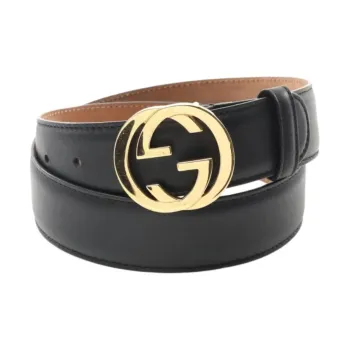 GUCCI Calfskin Leather Belts Women's Black 3.5CM