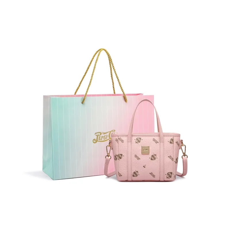 Pepsi PU Shoulder Bag, Crossbody Bag, Handbag Mini Women's Light Mist Pink/Cognac-0