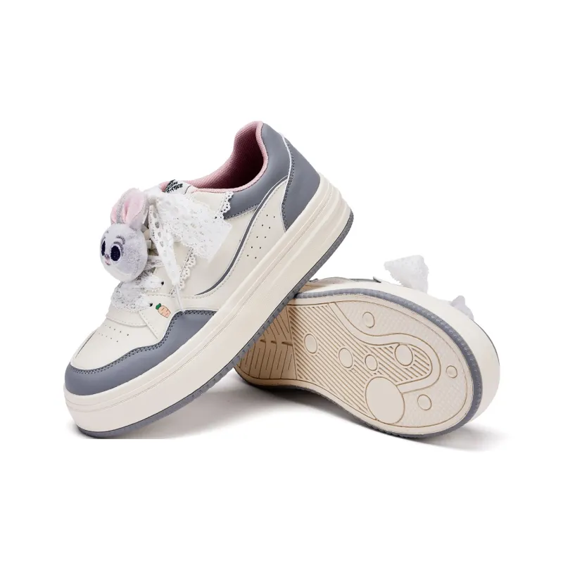 Disney x Hotwind Zootopia Series White Sneakers Anti Slip Wear Resistant Low Top Skateboard Shoes Women's Gray Blue-4