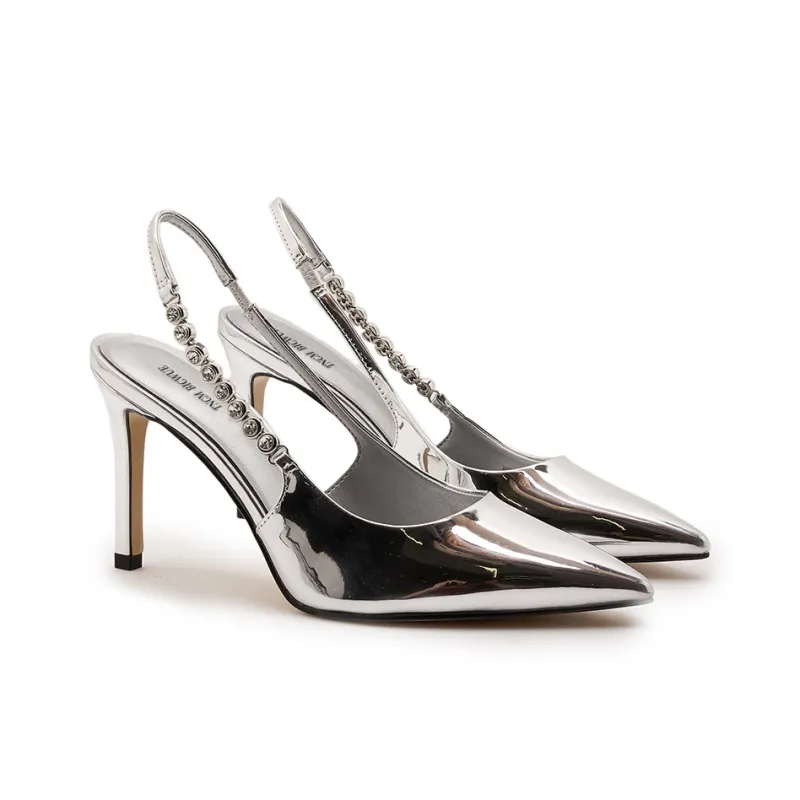 TNCM BICWUE Slim Heel High Heels Women's Silver-1