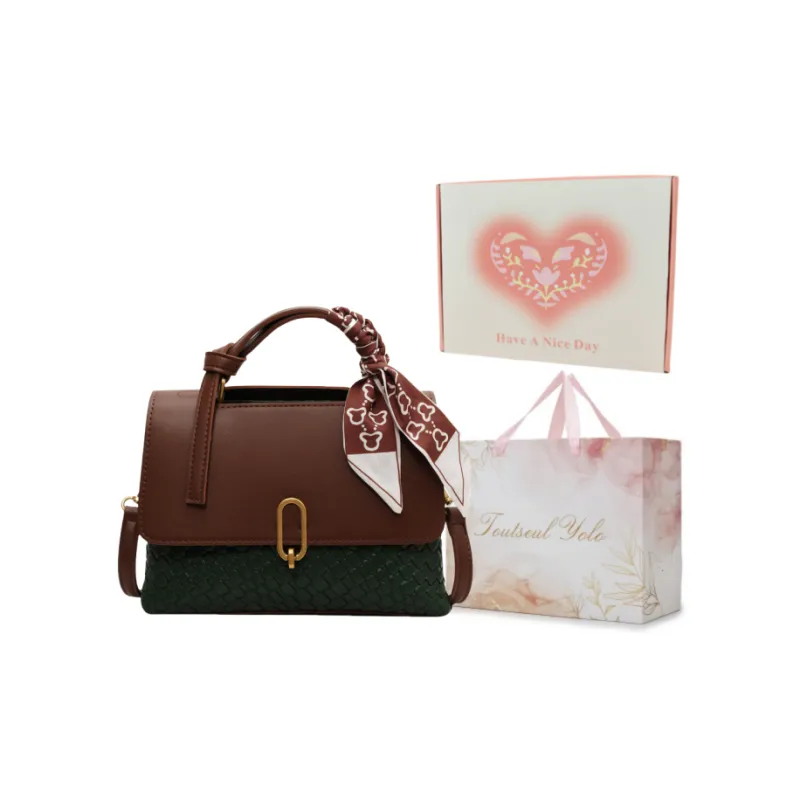 TOUTSEUL YOLO PU One Shoulder Handbag Regular Women's Black/Coffee & Brown & White/Coffee & Green-28