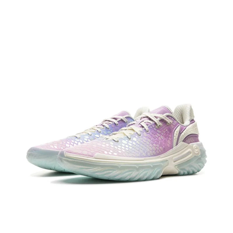LiNing Jie Ao 2 Slip Resistant And Abrasion Resistant Grip Low Top Basketball Shoes Men's White Purple-2