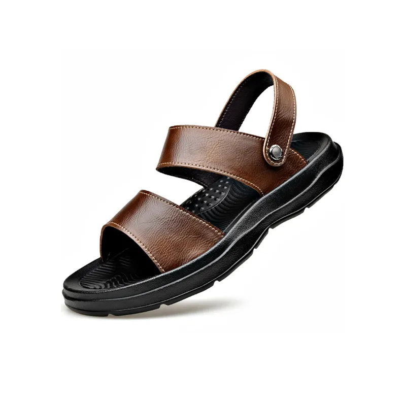 AMICNIEGD Beach Sandals Men Black/Brown-8