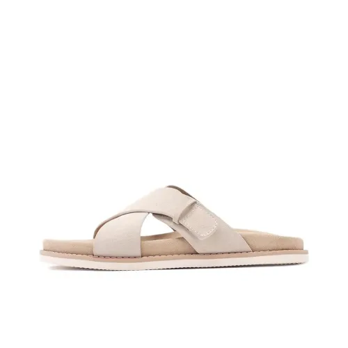 Voguhomme Rubber Sole Slip Resistant Slide Slippers Men's Apricot