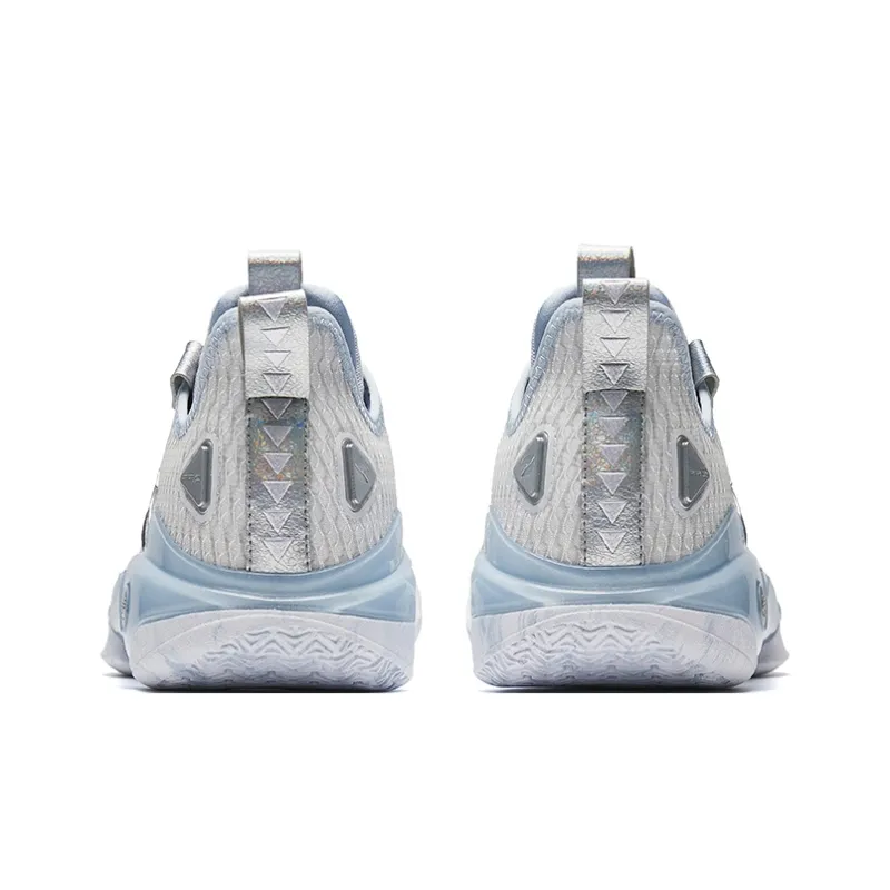 Anta Frenzy 5 Pro Cushioning, Wear Resistant Low Top Carbon Plate Basketball Shoes Men's White Silver-3