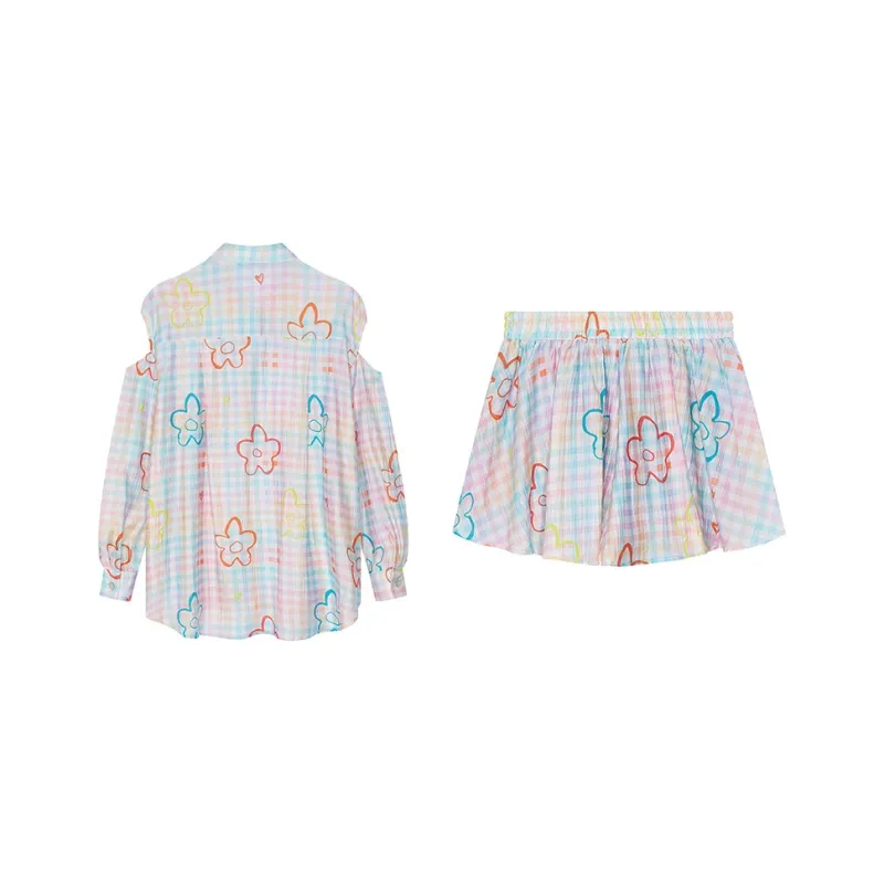 ELF SACK Casual Suits Women's Floral Multicolor Plaid-1