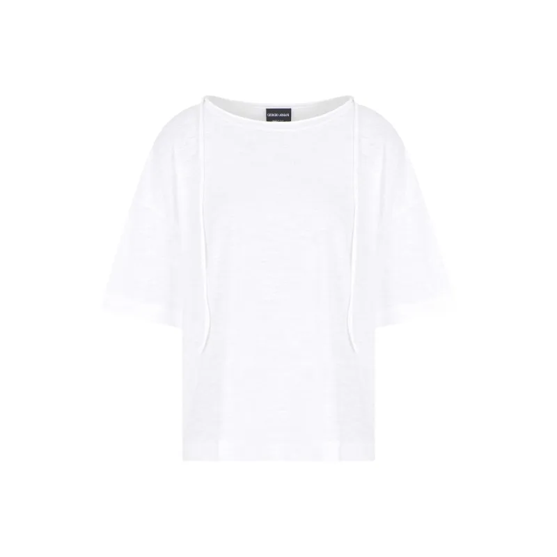 GIORGIO ARMANI Cotton Jersey And Linen T shirt-0