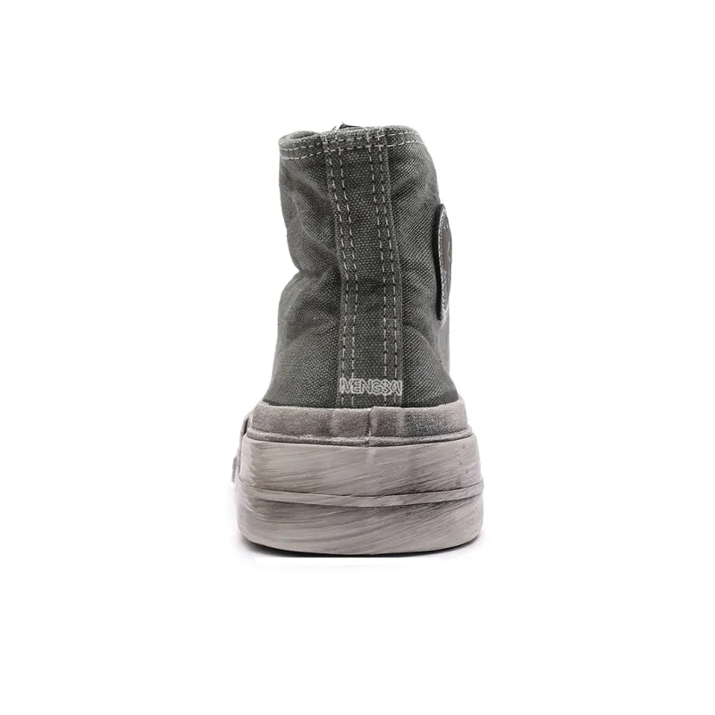 Mengsai Breathable Slip Resistant High Top Canvas Shoes Unisex Army Green-4