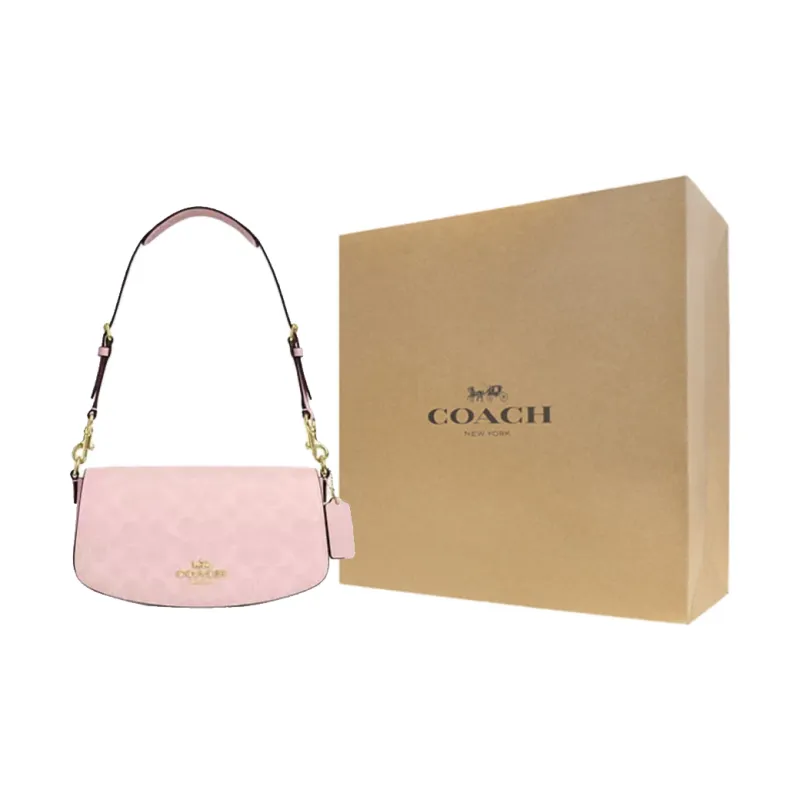 COACH Andrea Canvas Shoulder Bag Medium Size Women's Pink-5