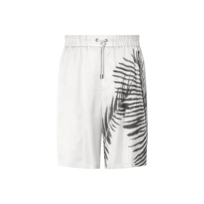 GIORGIO ARMANI Printed Cupro Flat front Bermuda Shorts-0