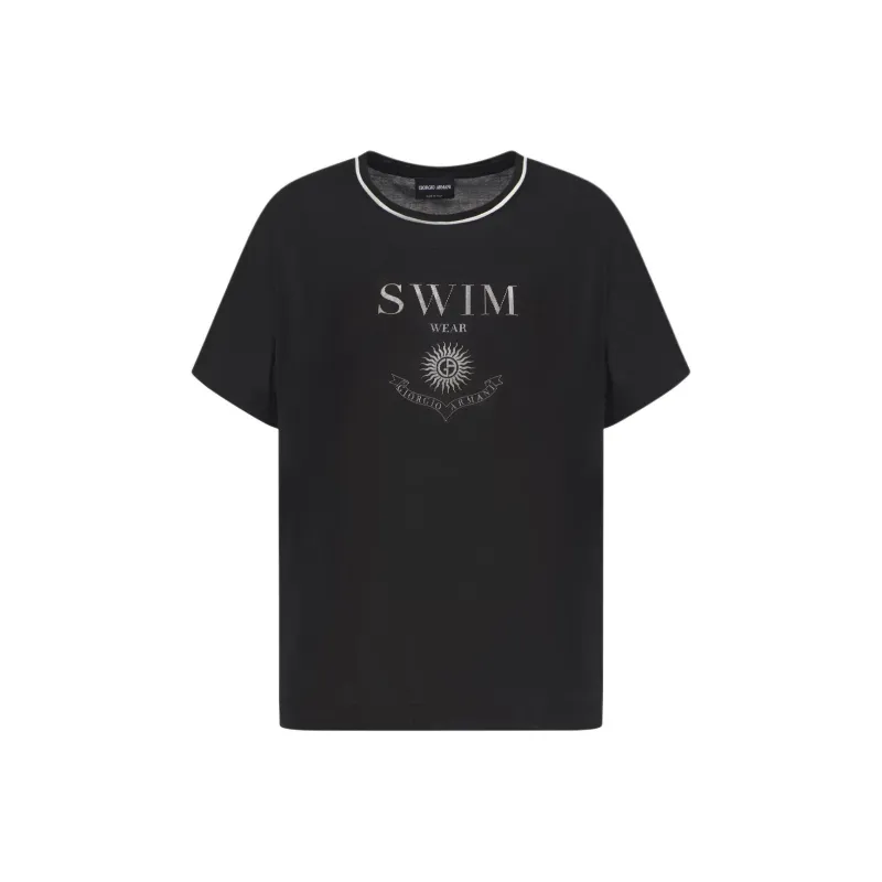 GIORGIO ARMANI Printed Silk And Lyocell Crew neck T shirt-0