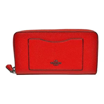 COACH POPPY Leather Wallet Trumpets Women's Vermilion