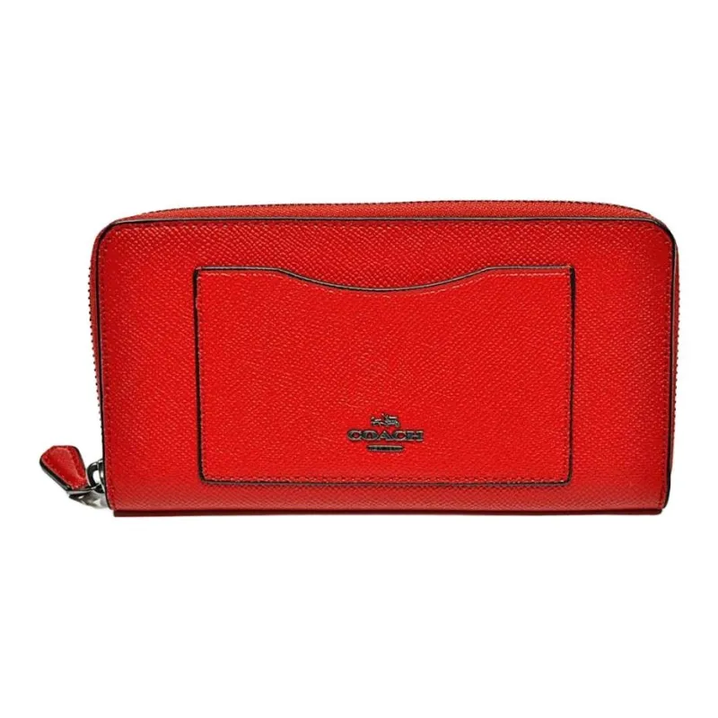 COACH POPPY Leather Wallet Trumpets Women's Vermilion-0