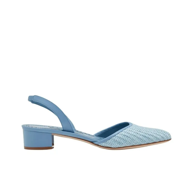 MANOLO BLAHNIK Raffro Chunky Heel High Heels 3cm Women's Light Blue-1