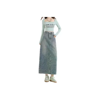 YINLEI Denim Long Skirt Women's