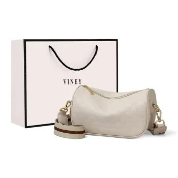 VINEY Cow Leather Shoulder Bag, Crossbody Bag Regular Women's Black/White
