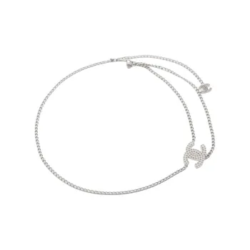 CHANEL Metal Waist Chains Women's Silver Width 0.5CM