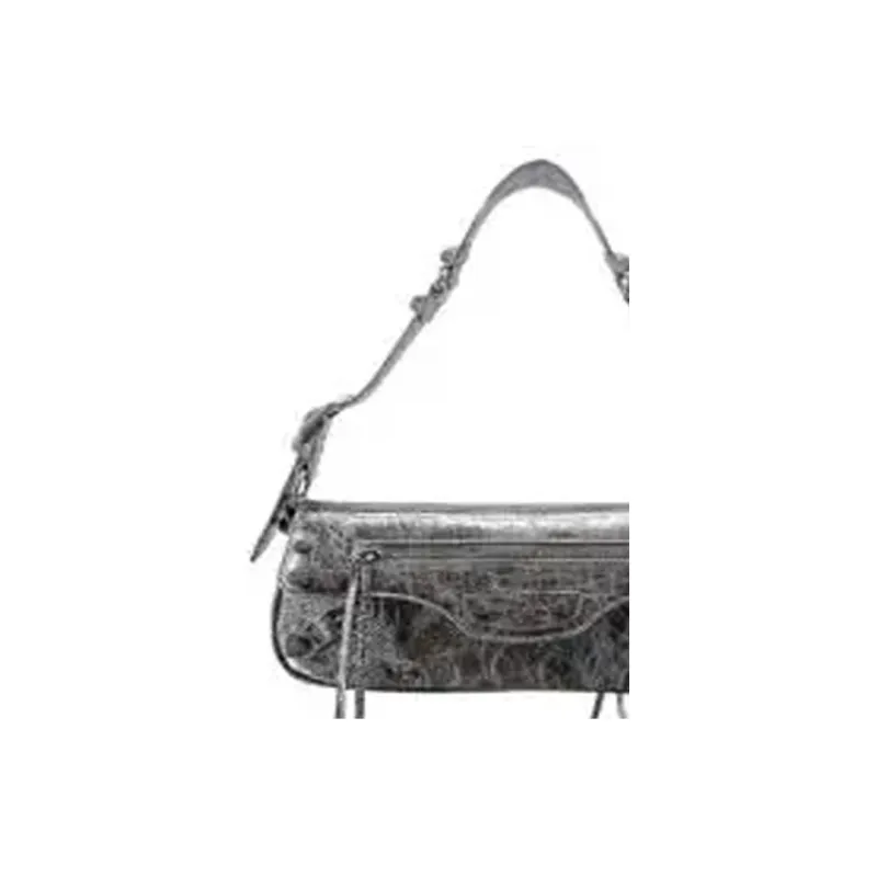 Balenciaga Calfskin Shoulder Bag Women's Silver-3