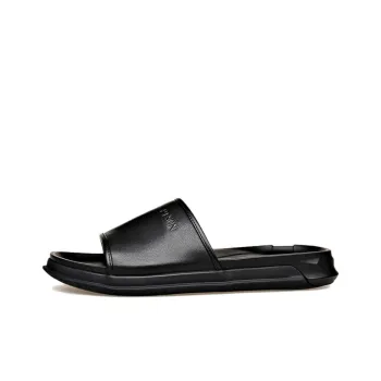 PT'SON Rubber Sole Slip Resistant Slide Slippers Men's Black