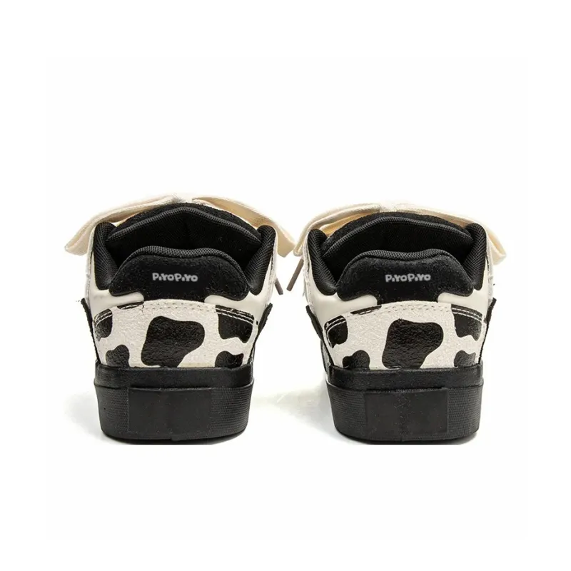 PIYOPIYO Anti Slip Wear Resistant Low Top Skateboard Shoes Women's Cow Black-2