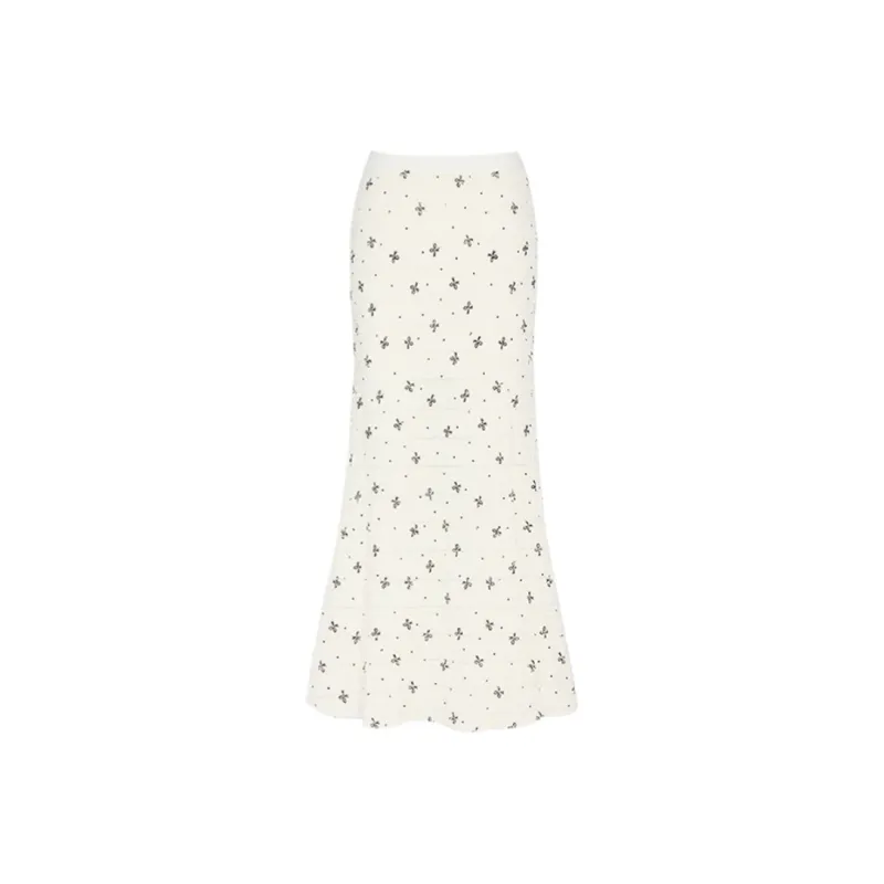 ZXZA Casual Long Skirts Women's Ecru-1