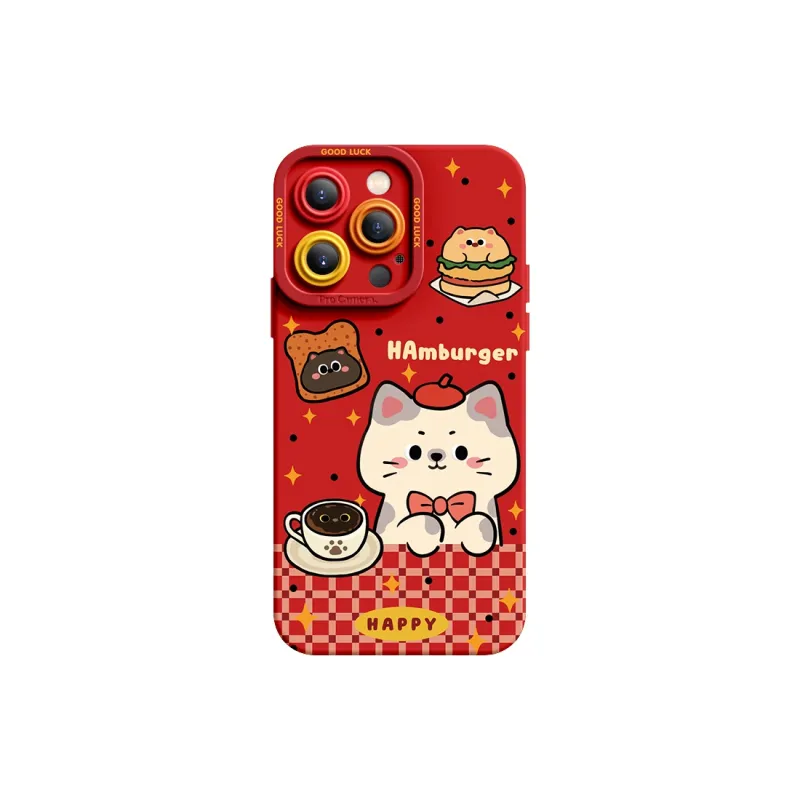 I Create My Art Delicious Hamburger Cat Phone Cases Compatibility IPhone16/15/14/13/12/11-9