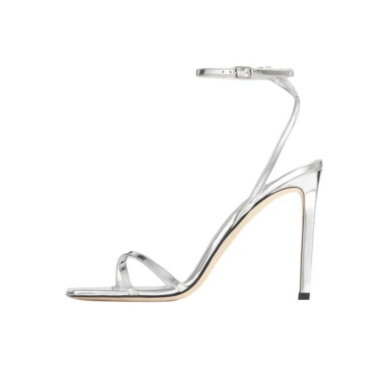 Jimmy Choo Metz One Strap Sandals 10cm Women's Silver-0