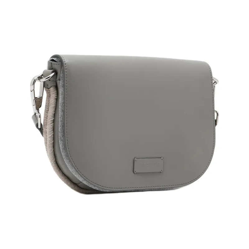 AMANI Napa Calf Leather Shoulder Bag, Crossbody Bag Medium Size Unisex Gray-1