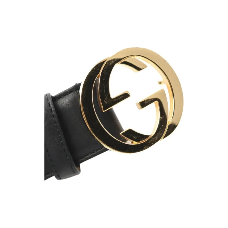 GUCCI Calfskin Leather Belts Women's Black 3.5CM-1