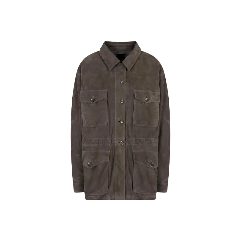 GIORGIO ARMANI Suede Oversized Pea Coat-0