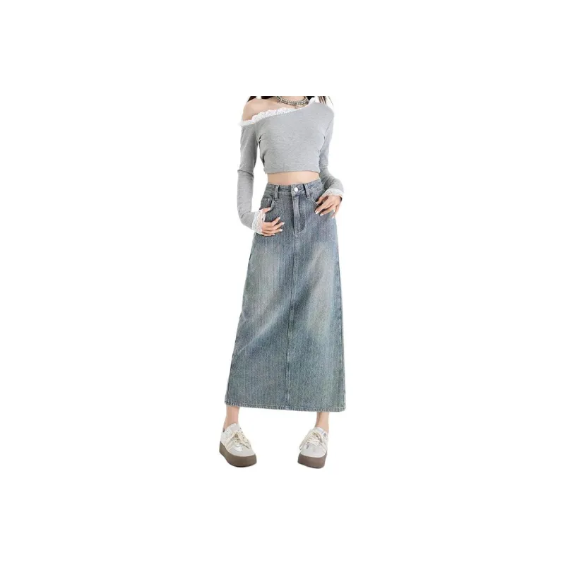 YINLEI Denim Long Skirt Women's-0