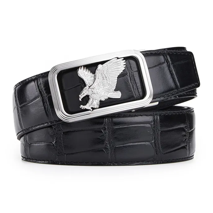 Jeccieziio Cow Top Grain Leather Belts Men's Gold, Silver Width 3.5CM-8