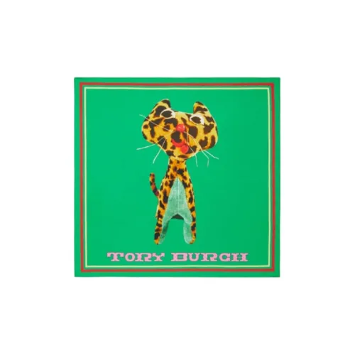 TORY BURCH 100% Mulberry Silk Scarves Women's Magical Green