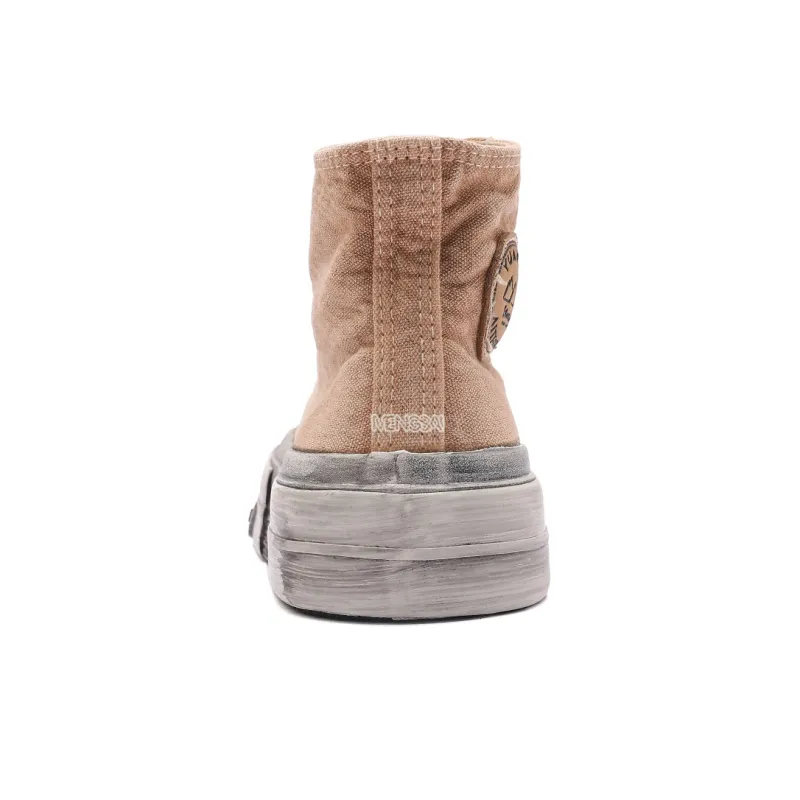 Mengsai Lightweight Anti Slip High Top Canvas Shoes Unisex Brown-4