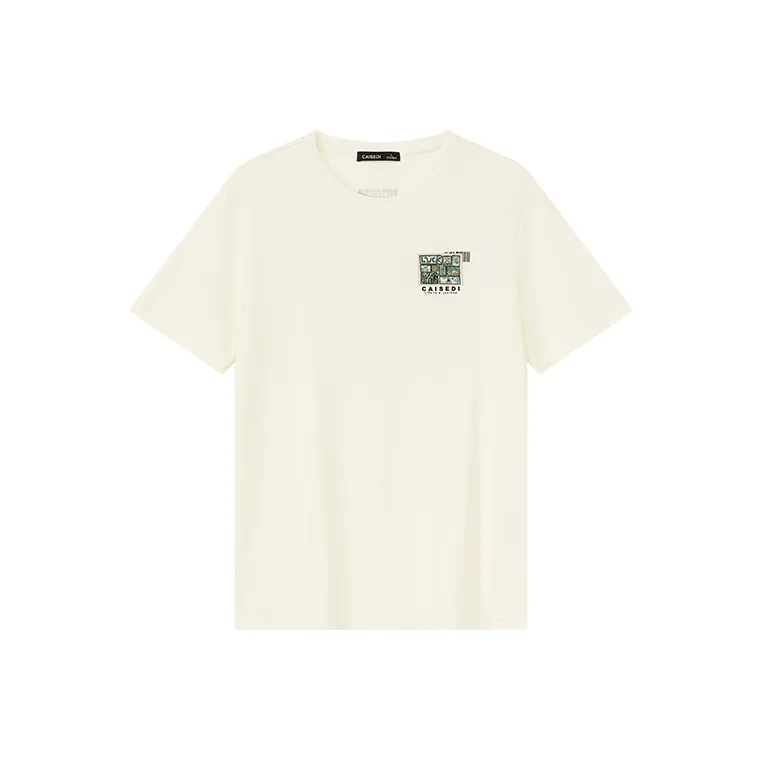 CAISEDI T Shirts Men Ecru-0
