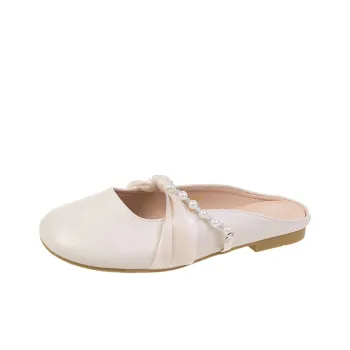 WUJI Rubber Sole Slip Resistant Abrasion Resistant Closed Toe Slippers Women's Ecru