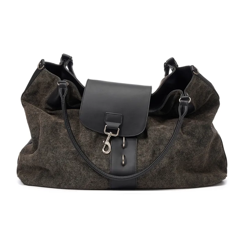 Yawei Kuroda Canvas Ri Lock Shoulder Bag Tubas Unisex Brown Green-5