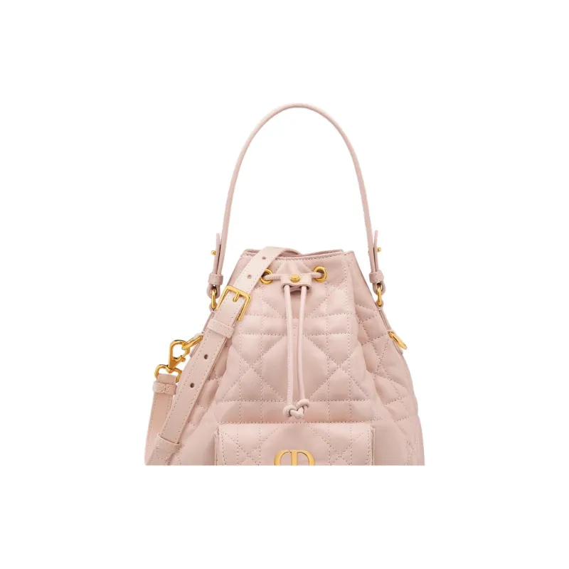 DIOR Caro Sheepskin Bucket Bag, One Shoulder Handbag Small Size Women's Rouge Pink-6